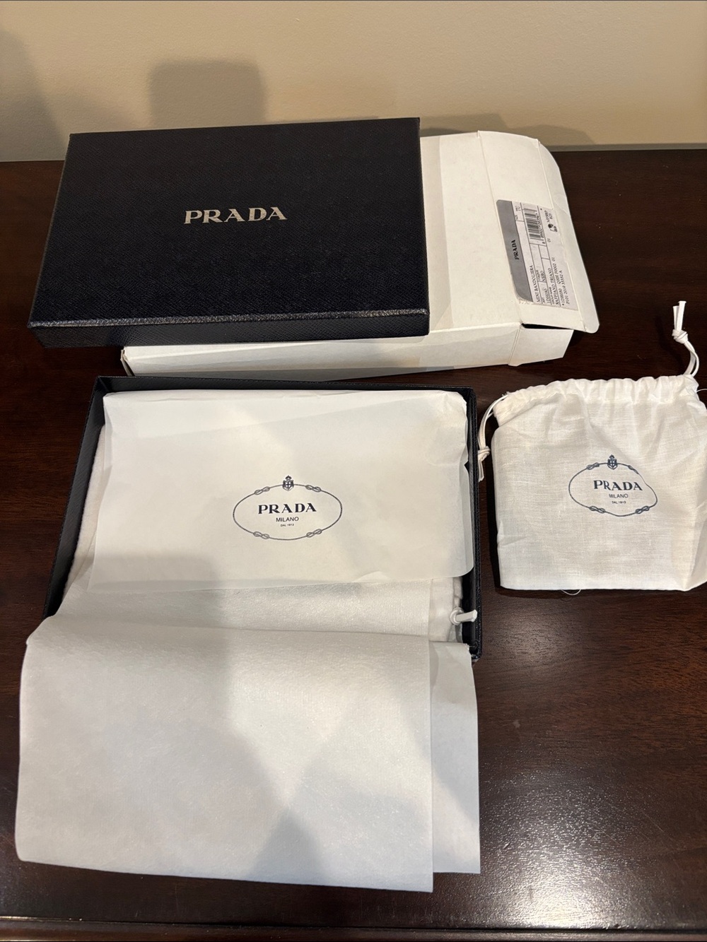 Prada Black Box with White Branded Dust Bag